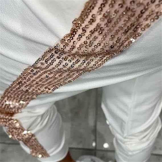 Women's Hooded Long Sequined Casual Suit, Sequin Two Piece Set for Women, Sweatshirt and Sequin Joggers with Pockets