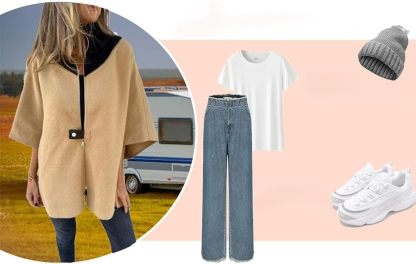 Stand Collar Half Zip Casual Jacket, Women's Autumn and Winter Loose Long Sleeve Stand Collar Coat