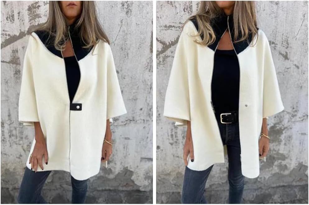 Stand Collar Half Zip Casual Jacket, Women's Autumn and Winter Loose Long Sleeve Stand Collar Coat