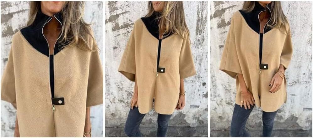 Stand Collar Half Zip Casual Jacket, Women's Autumn and Winter Loose Long Sleeve Stand Collar Coat