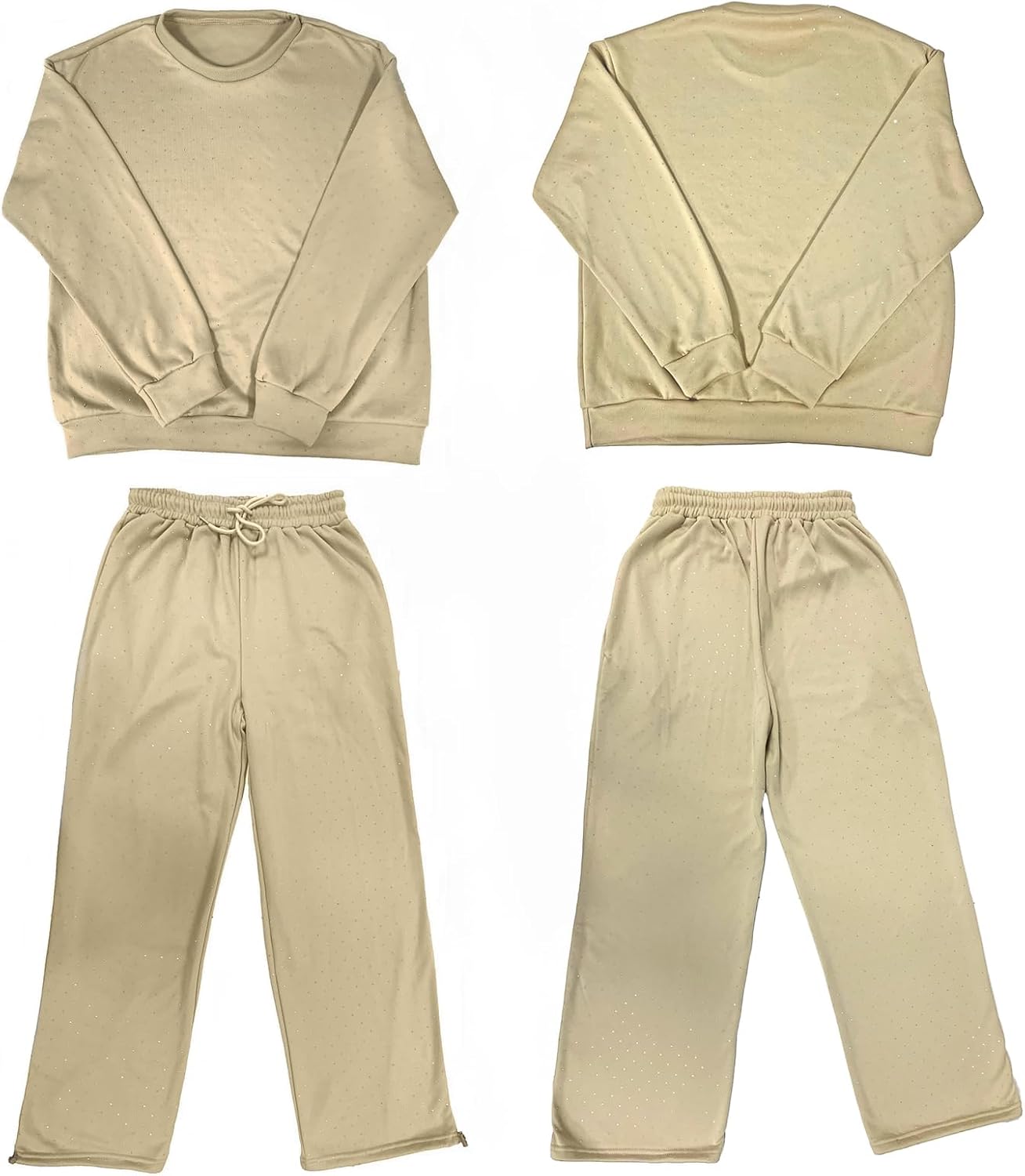 Women‘s 2 Piece Sweatsuits Glitter Sequin Long Sleeve Crewneck Trendy Tracksuits Casual Comfy Fall Lounge Sets