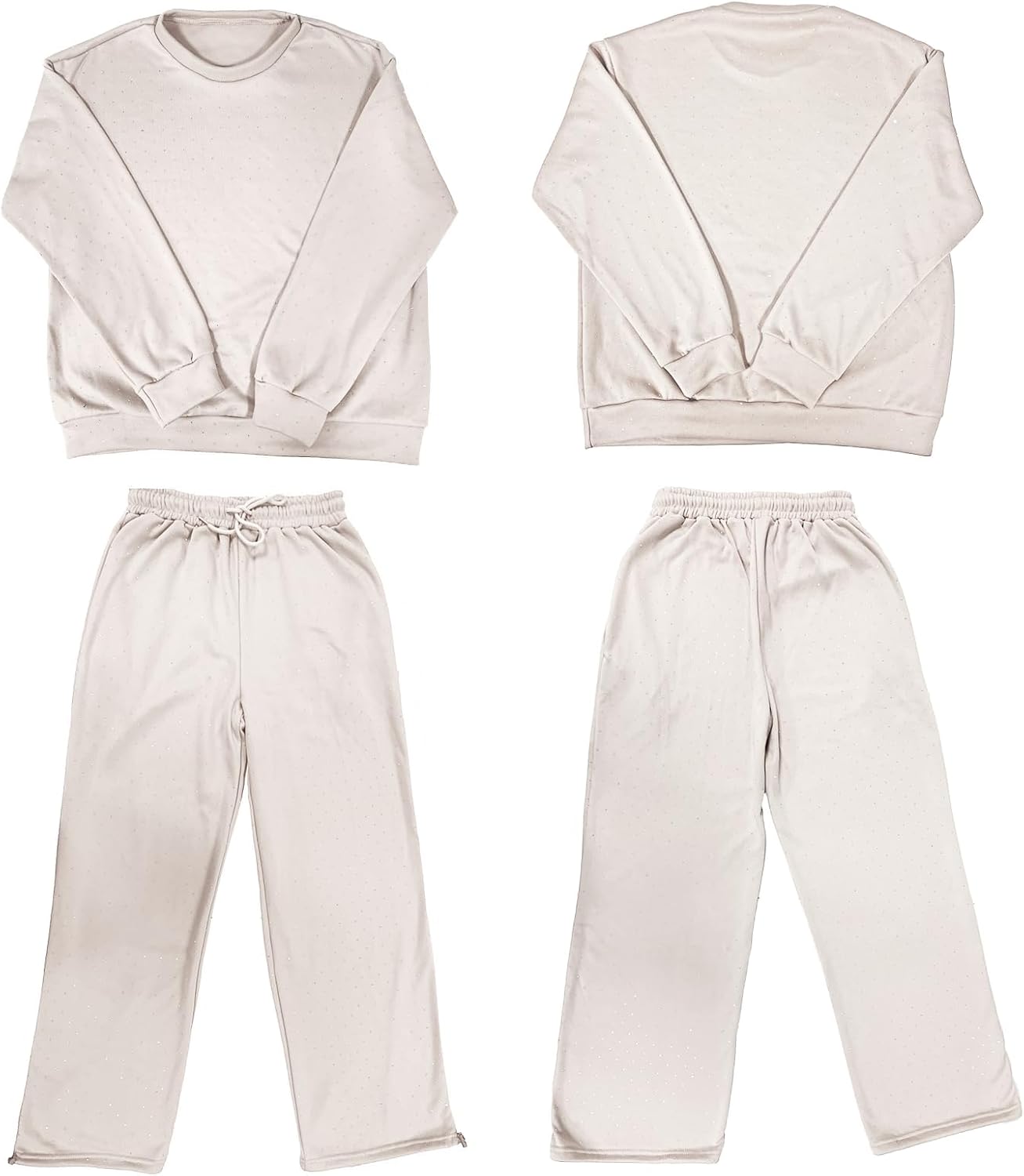 Women‘s 2 Piece Sweatsuits Glitter Sequin Long Sleeve Crewneck Trendy Tracksuits Casual Comfy Fall Lounge Sets