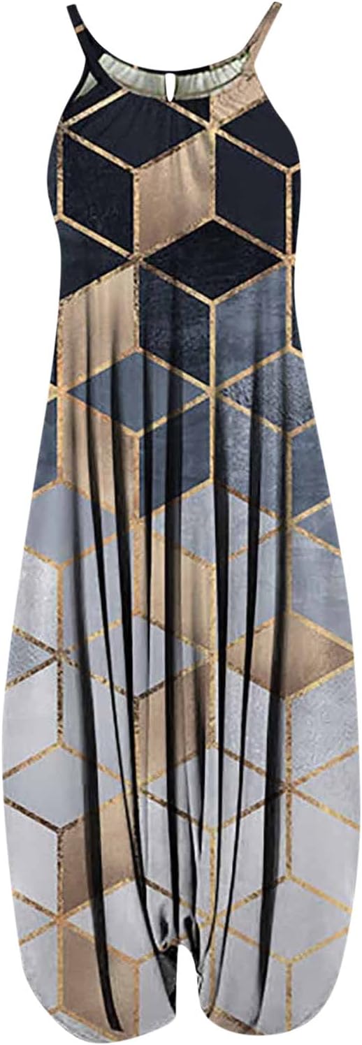 Jumpsuits for Women Dressy Sleeveless Spaghetti Strap Romper Sleeveless Business Casual Jumpsuit for Women