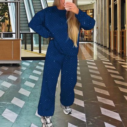 Women‘s 2 Piece Sweatsuits Glitter Sequin Long Sleeve Crewneck Trendy Tracksuits Casual Comfy Fall Lounge Sets