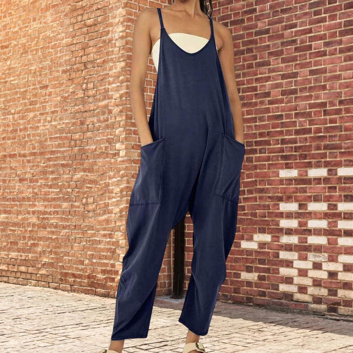 Women's Dungaree | Summer Overalls | Wide Leg Sleeveless Baggy Jumpsuit Casual Loose Fit Romper Pants for Women