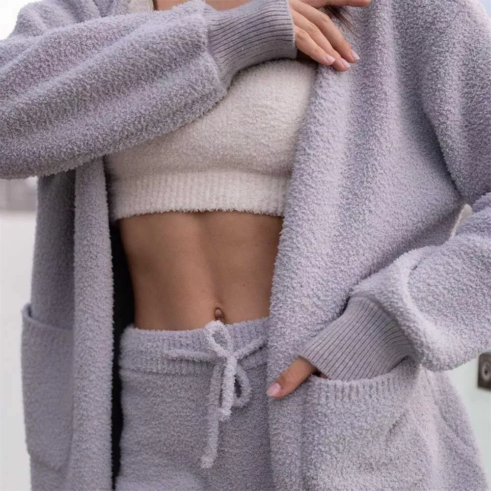 Comfortable knitted suits Women's pajamas Plush casual wear Cardigans