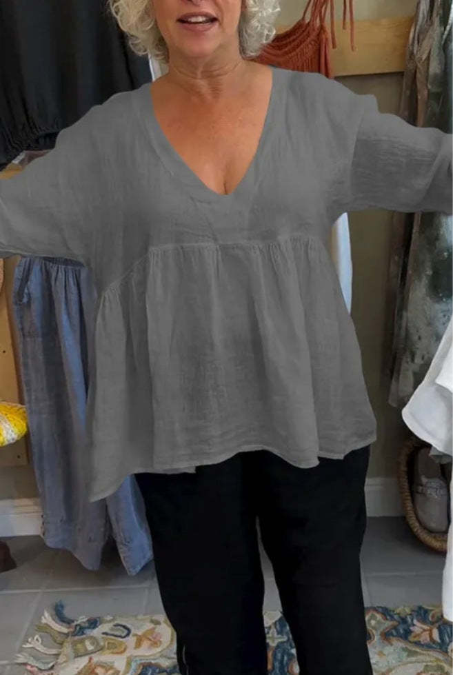 Relaxed V-Neck Top