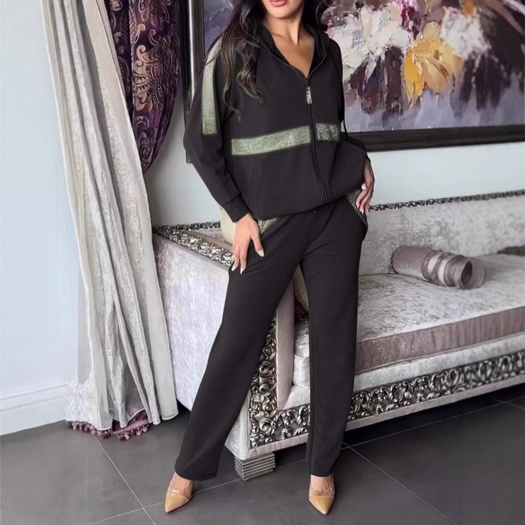 Women's casual long sleeve pants sweatshirt trousers 2-piece set