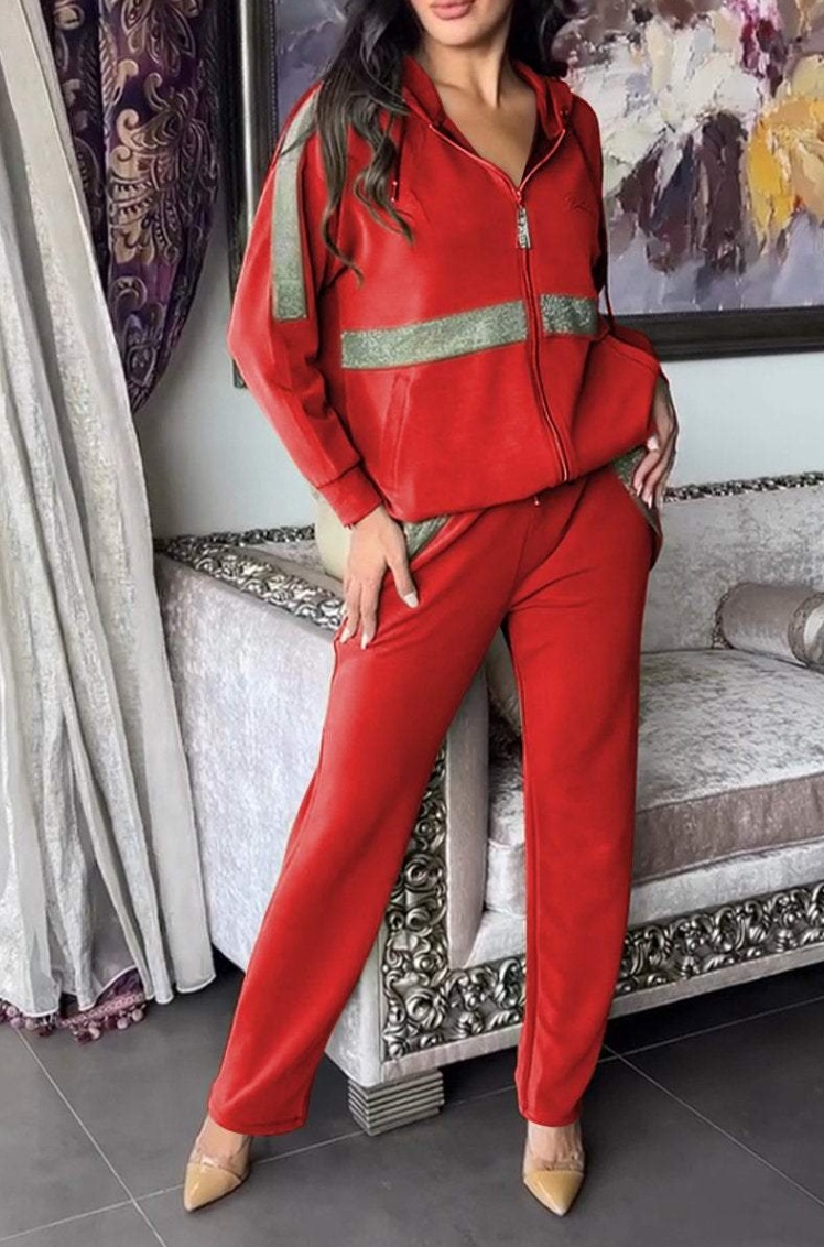 Women's casual long sleeve pants sweatshirt trousers 2-piece set