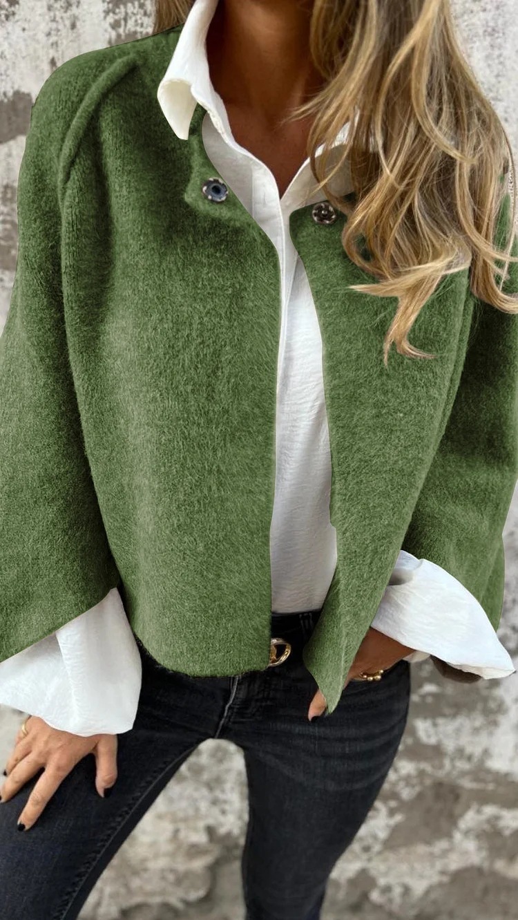 Autumn And Winter Loose Short Cashmere Long Sleeve Jacket