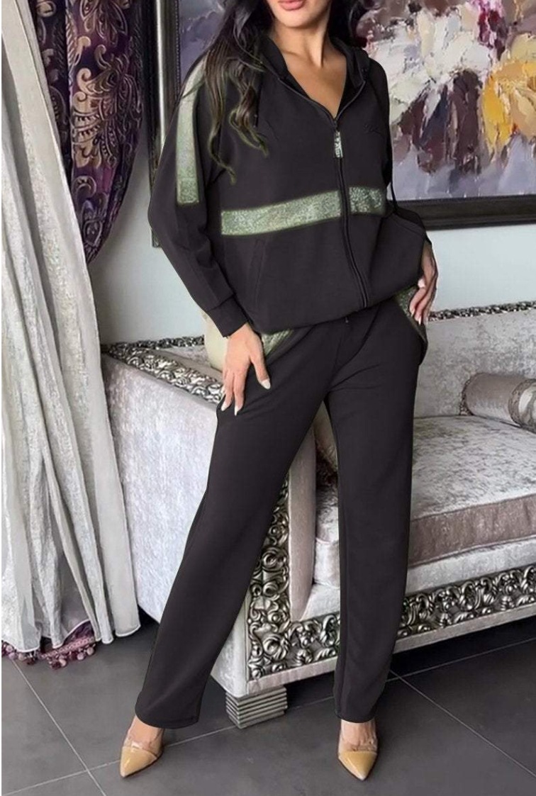 Women's casual long sleeve pants sweatshirt trousers 2-piece set