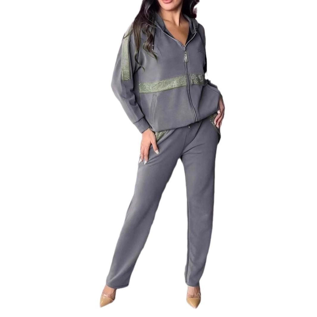 Women's casual long sleeve pants sweatshirt trousers 2-piece set