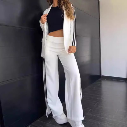 Autumn And Winter Ladies Casual Lapel Suit Wide-Leg Pants Two-Piece Set
