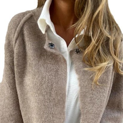 Autumn And Winter Loose Short Cashmere Long Sleeve Jacket