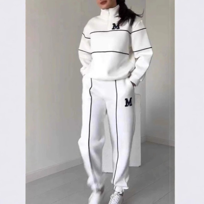 2024 Amazon Autumn And Winter New Sweater Letter Long Sleeve Trousers Casual Sports Set