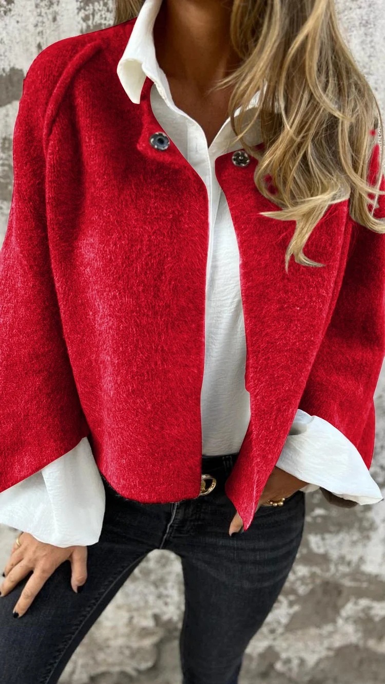 Autumn And Winter Loose Short Cashmere Long Sleeve Jacket
