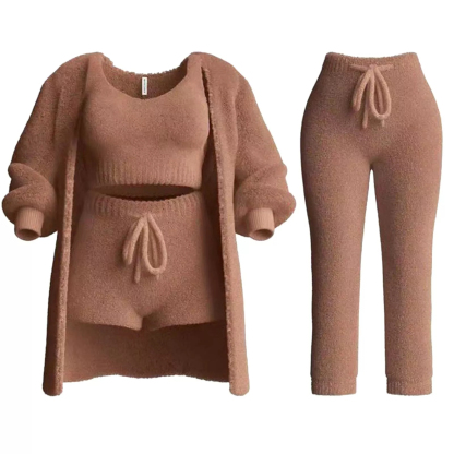 Comfortable knitted suits Women's pajamas Plush casual wear Cardigans