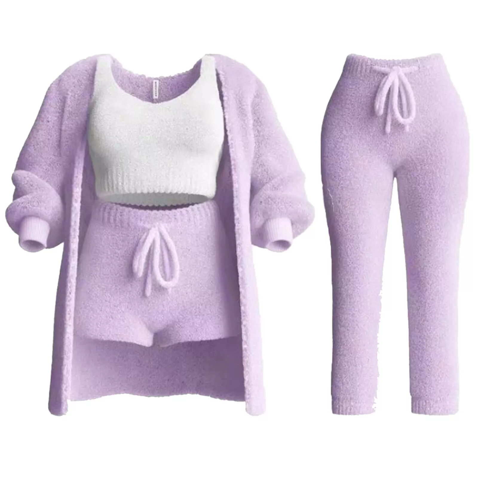 Comfortable knitted suits Women's pajamas Plush casual wear Cardigans