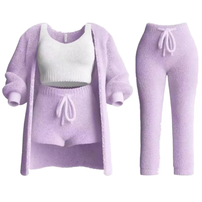 Comfortable knitted suits Women's pajamas Plush casual wear Cardigans
