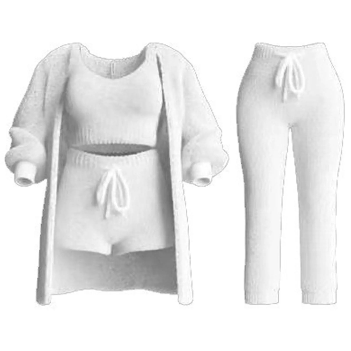 Comfortable knitted suits Women's pajamas Plush casual wear Cardigans