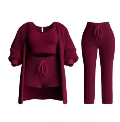 Comfortable knitted suits Women's pajamas Plush casual wear Cardigans