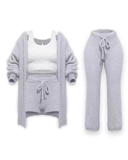 Comfortable knitted suits Women's pajamas Plush casual wear Cardigans