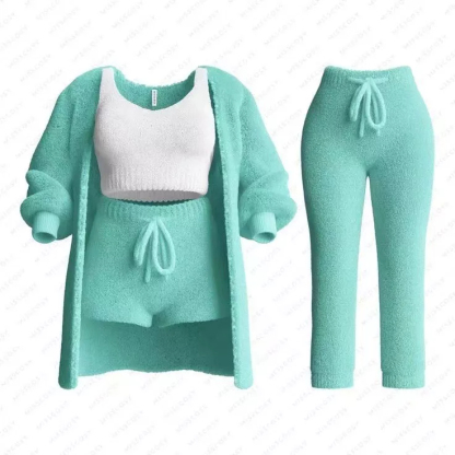 Comfortable knitted suits Women's pajamas Plush casual wear Cardigans