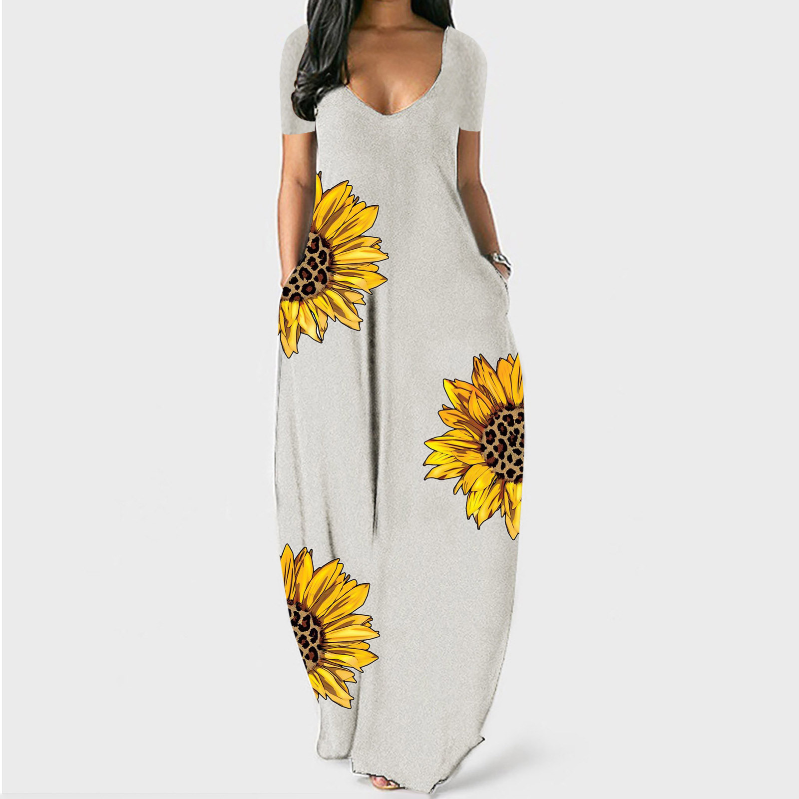 2024 New Spring/Summer Cross-Border Printed Dress, Loose Fit Short Sleeve Long Dress From Independent Designer