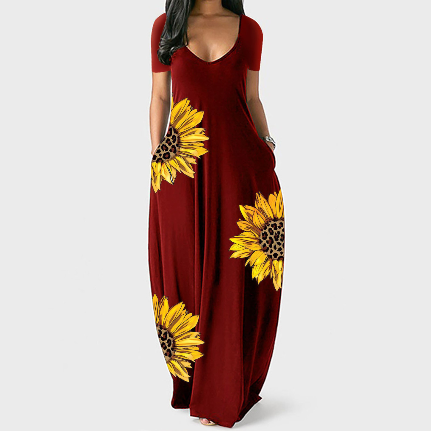 2024 New Spring/Summer Cross-Border Printed Dress, Loose Fit Short Sleeve Long Dress From Independent Designer