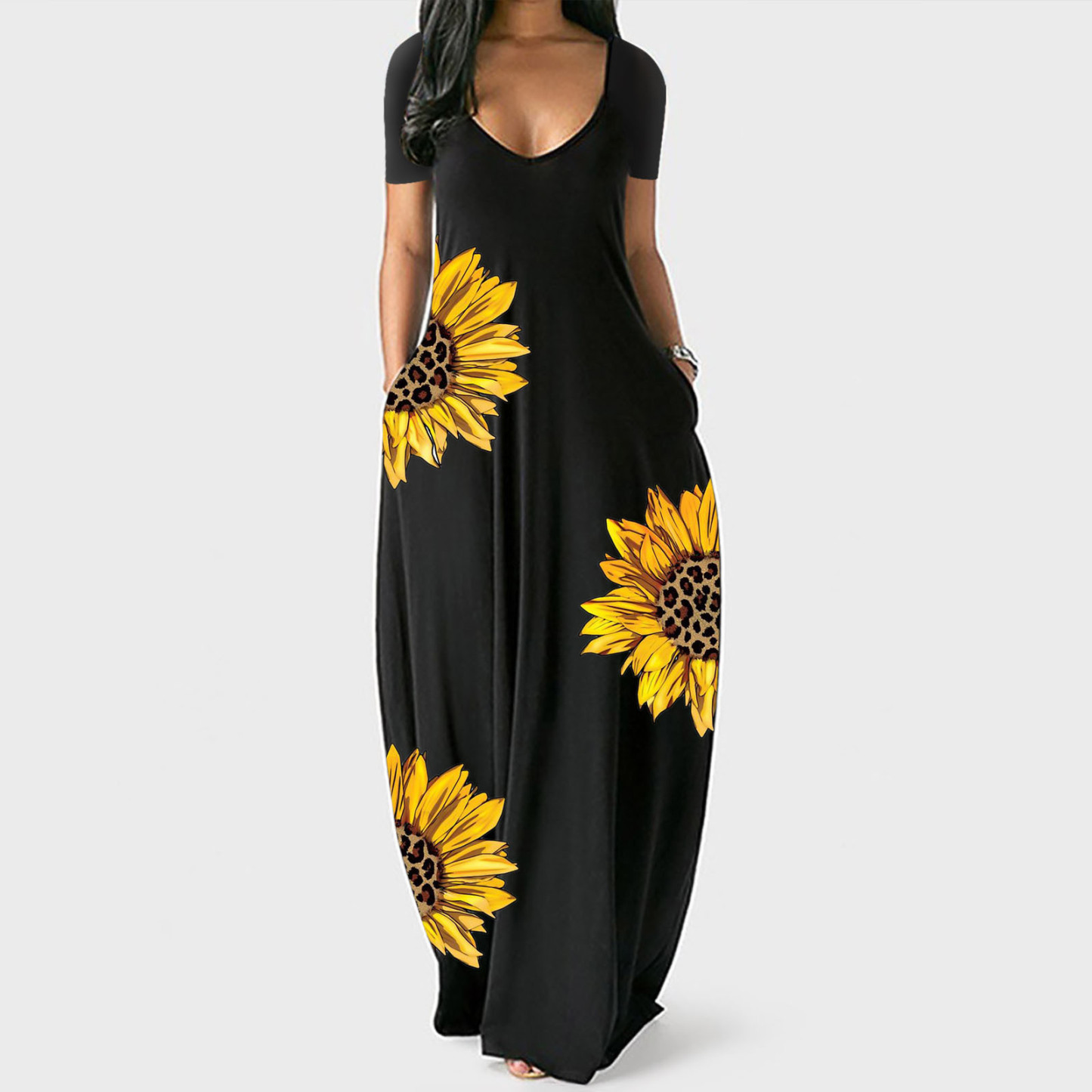 2024 New Spring/Summer Cross-Border Printed Dress, Loose Fit Short Sleeve Long Dress From Independent Designer