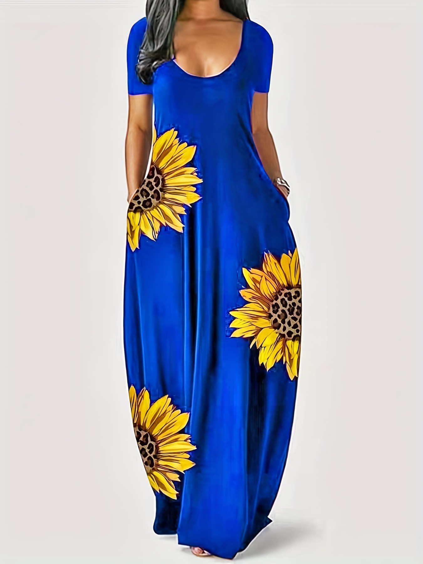 2024 New Spring/Summer Cross-Border Printed Dress, Loose Fit Short Sleeve Long Dress From Independent Designer