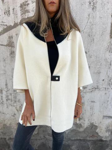 Stand Collar Half Zip Casual Jacket, Women's Autumn and Winter Loose Long Sleeve Stand Collar Coat