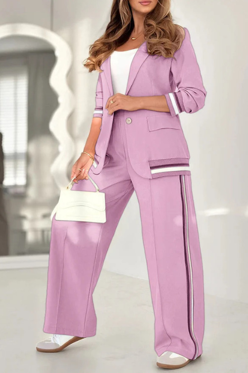 Stylish new solid color ribbed temperament commuter set