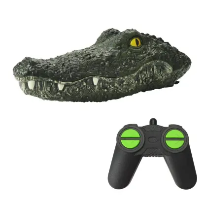 RC Boat Ship Toy Simulation Crocodile Head 2.4G Remote Control Joke Al