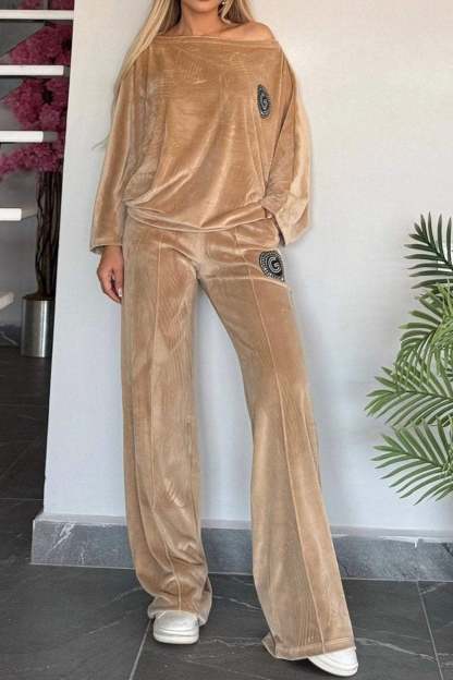 Suede Bat Sleeve Two-piece Outfit