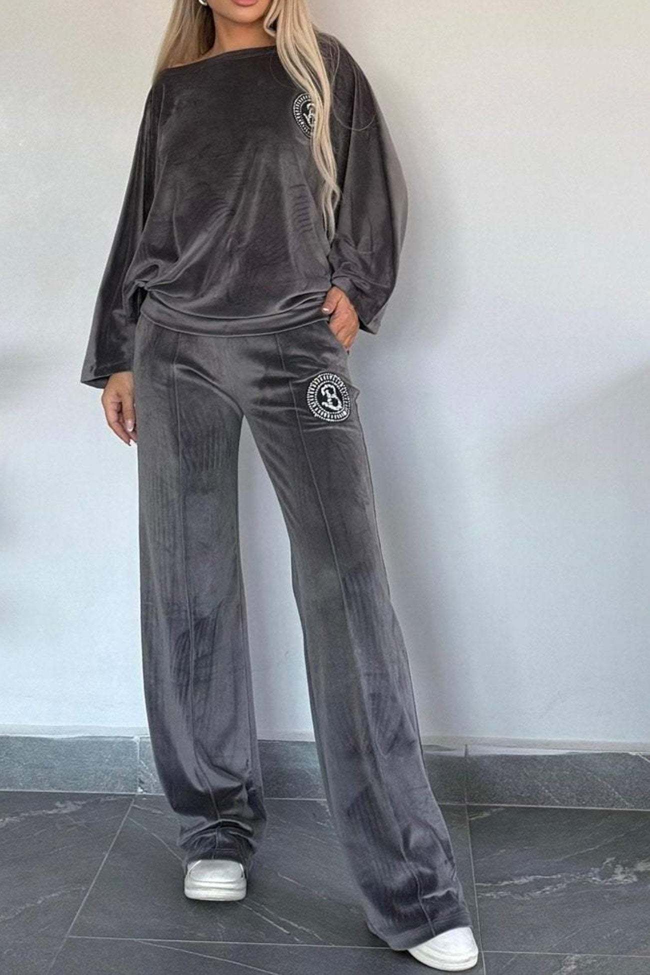 Suede Bat Sleeve Two-piece Outfit
