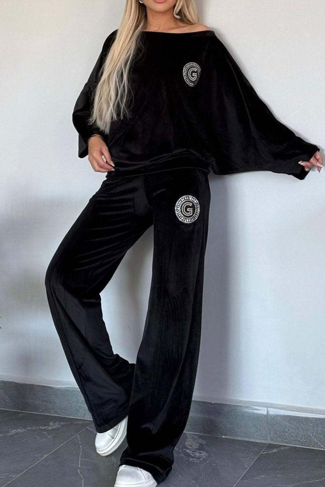 Suede Bat Sleeve Two-piece Outfit