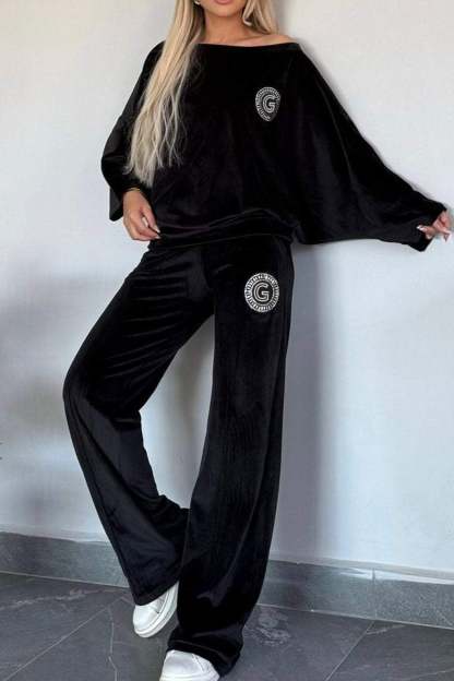 Suede Bat Sleeve Two-piece Outfit