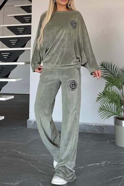 Suede Bat Sleeve Two-piece Outfit