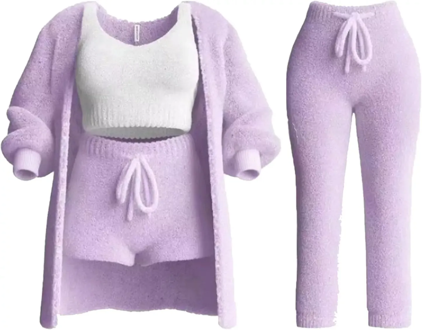 Comfortable knitted suits Women's pajamas Plush casual wear Cardigans
