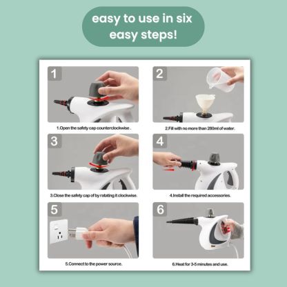 Handheld Steam Cleaner, Portable Steamer With Large Capacity,11-Piece Accessory Set For Floor, Car, Carpet, Upholstery, Couch, Tile, Windows Cleaning