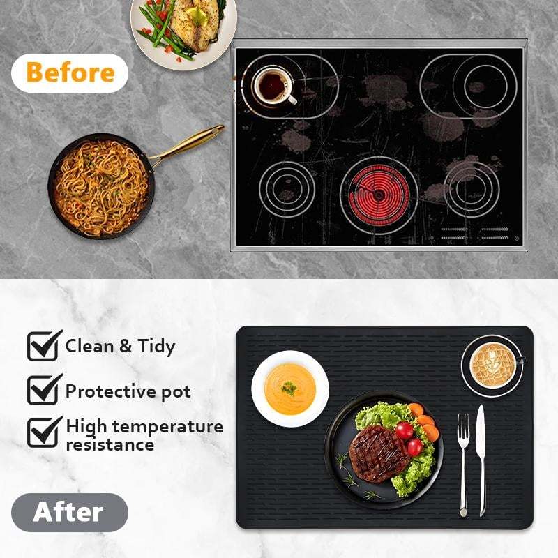 🔥Last Day 50% OFF-⏳500°F/220°C Heat-Resistant Silicone Stove Cover Mat & Utensils