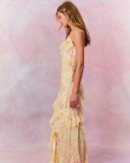 Jurk Met Ruches  - Open rug Spaghettiband Maxi Zomerjurk