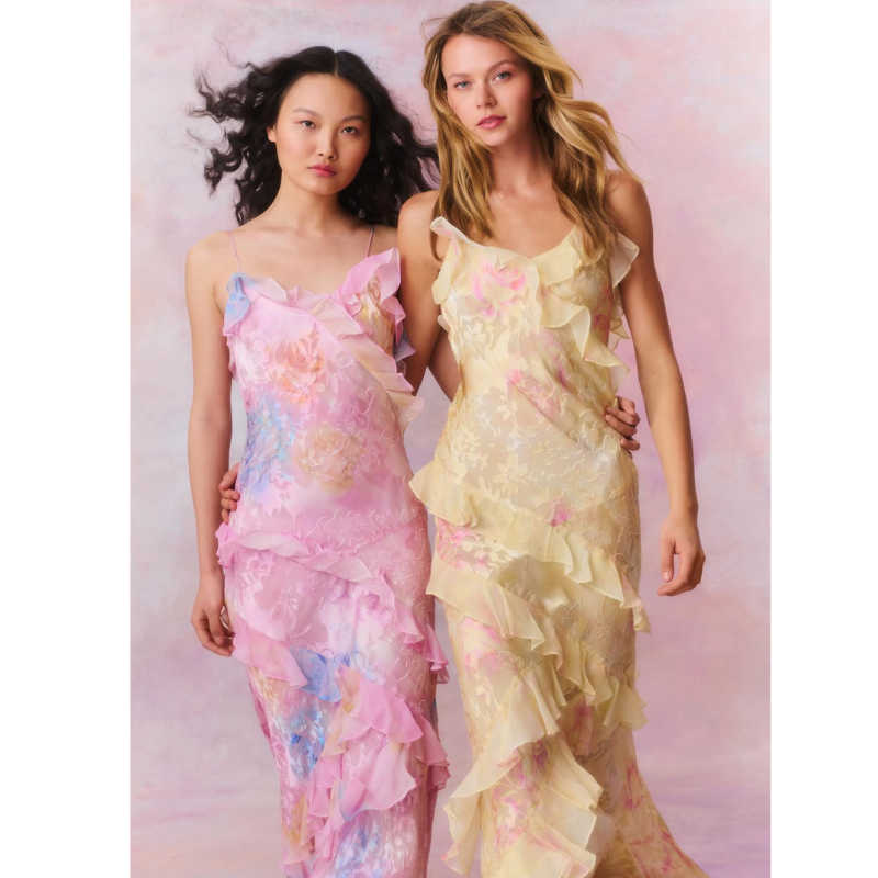 Jurk Met Ruches  - Open rug Spaghettiband Maxi Zomerjurk
