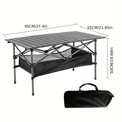Folding Camping Table, Easy Storage, Carried, Aluminum Roll-up Ultra Compact Outdoor Portable Fold Up Lightweight Beach Table, With Large Storage And Carry Bag, For Outdoor Cooking, Picnic, Camp, Boat, Travel, Backyard, Party, BBQ, Patio