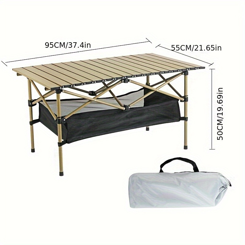 Folding Camping Table, Easy Storage, Carried, Aluminum Roll-up Ultra Compact Outdoor Portable Fold Up Lightweight Beach Table, With Large Storage And Carry Bag, For Outdoor Cooking, Picnic, Camp, Boat, Travel, Backyard, Party, BBQ, Patio