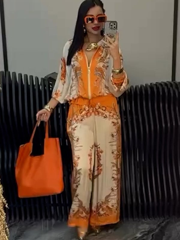 Women’s Elegant Zip-Up Two-Piece Set