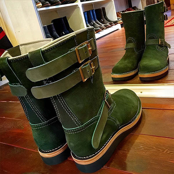 MEN'S CASUAL VINTAGE SUEDE BUCKLE FLAT BOOTS 94287848S