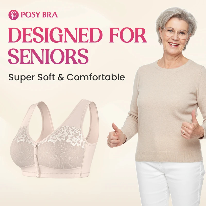 Comfortable Front Closure Cotton Shaping Bra for Seniors