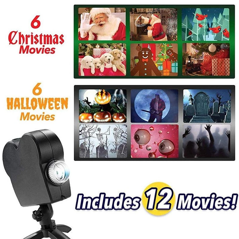 Halloween Christmas Window Projection Lamp